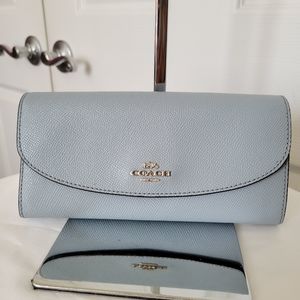 Coach Envelope Wallet Large Pale Blue